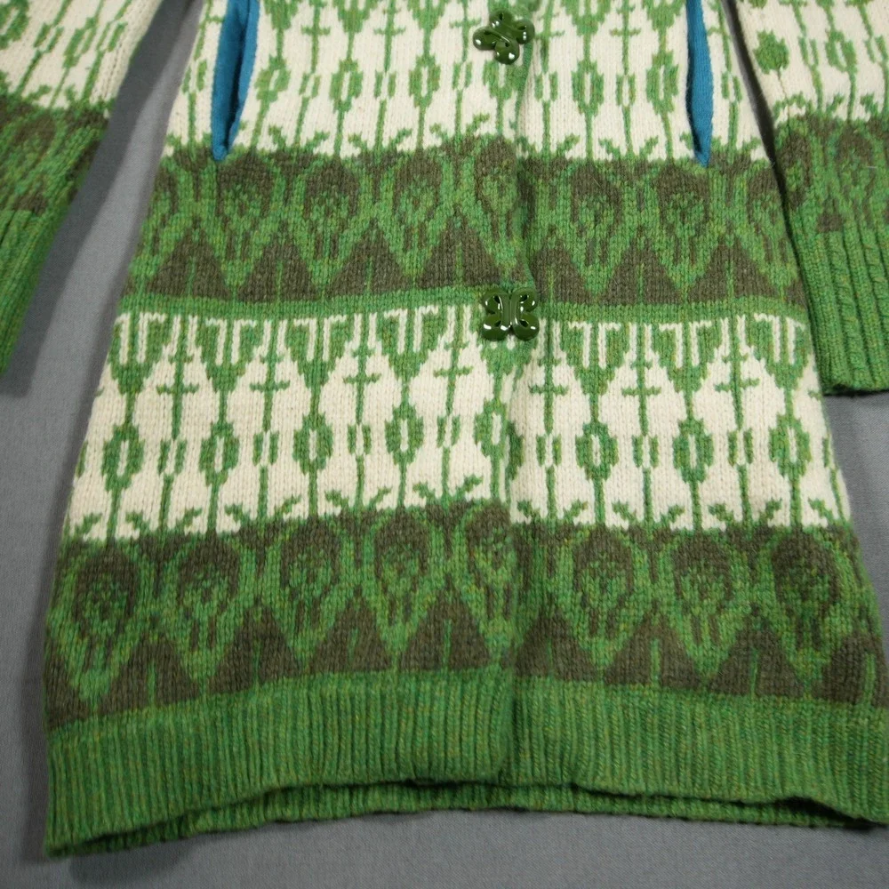 Sparrow Fair Isle Lambswool Angora Blend Knit Longline Women Cardigan Coat S